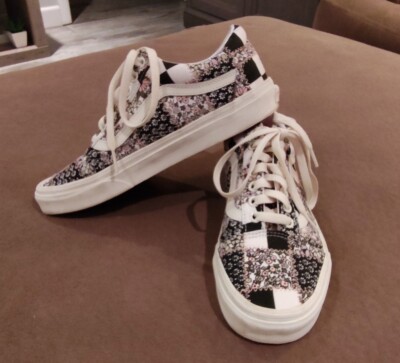 Vans Old Skool Floral Patchwork Women's Black Pink Retro Low Top Shoes  Sneakers