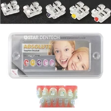 STAR ABSOLUTE Dental Orthodontic Sapphire Bracket Ceramic Brace Roth MBT 022 345
