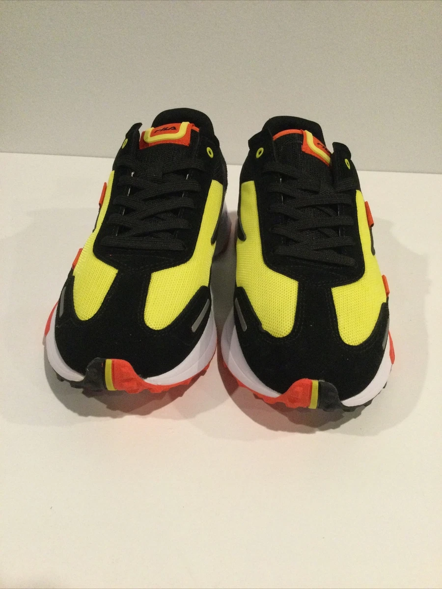 Fila black shop and orange shoes