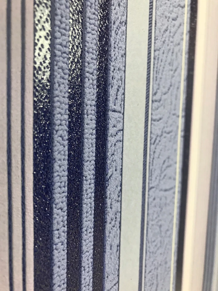 Обои рулон темно-синий полоски современные настенные покрытия текстурированные полосатые линии 3D - Изображение 4 из 4