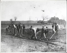 American college girls on farm work Planting seeds 1910s OLD PHOTO