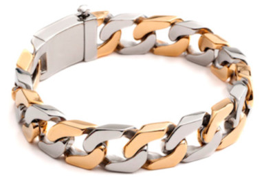 Designer Tribal Steel Stainless Steel Bi Colour Flat Link