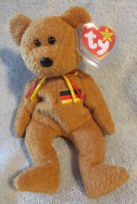 Ty Beanie Baby Germania the Bear DOB October 3, 1990 MWMT Free Shipping