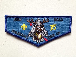 SUANHACKY-OA-LODGE-49-SCOUT-SERVICE-PATCH-FLAP-1990-NOAC-DELEGATE-75-CLOTH-MINT