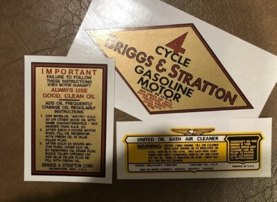 #ad Briggs amp; Stratton early diamond engine decals A B J1 K M W amp; Z Set of 3 $19.90