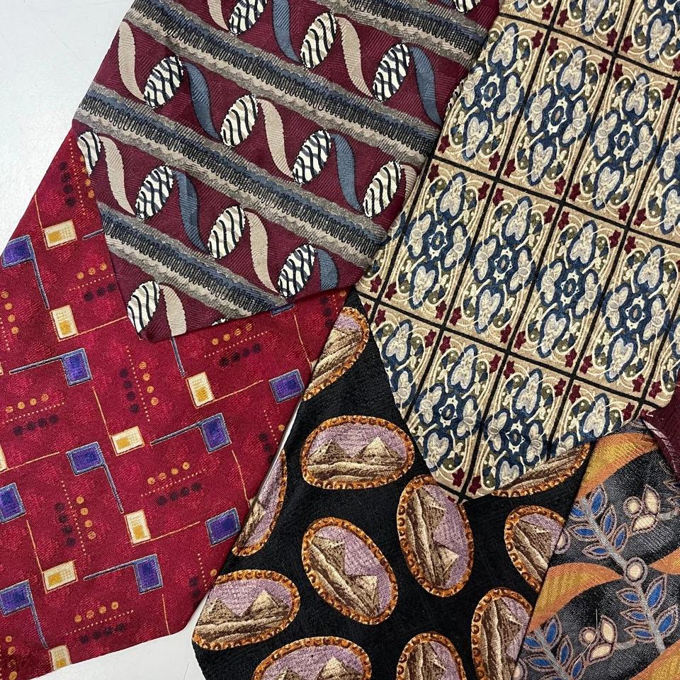 6 pc Vtg 90’s XMI Men Modern Designer ABSTRACT Necktie LOT Wardrobe Neck Ties - Image 3 of 3