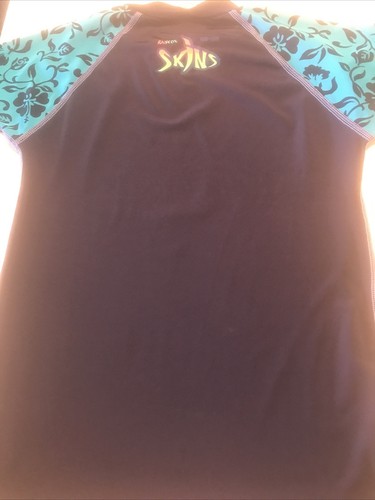Radicool Rash Guard Swimwear Size 10 SPF UPF Navy Teal Hawaiian Surf Shirt Top - Picture 7 of 7