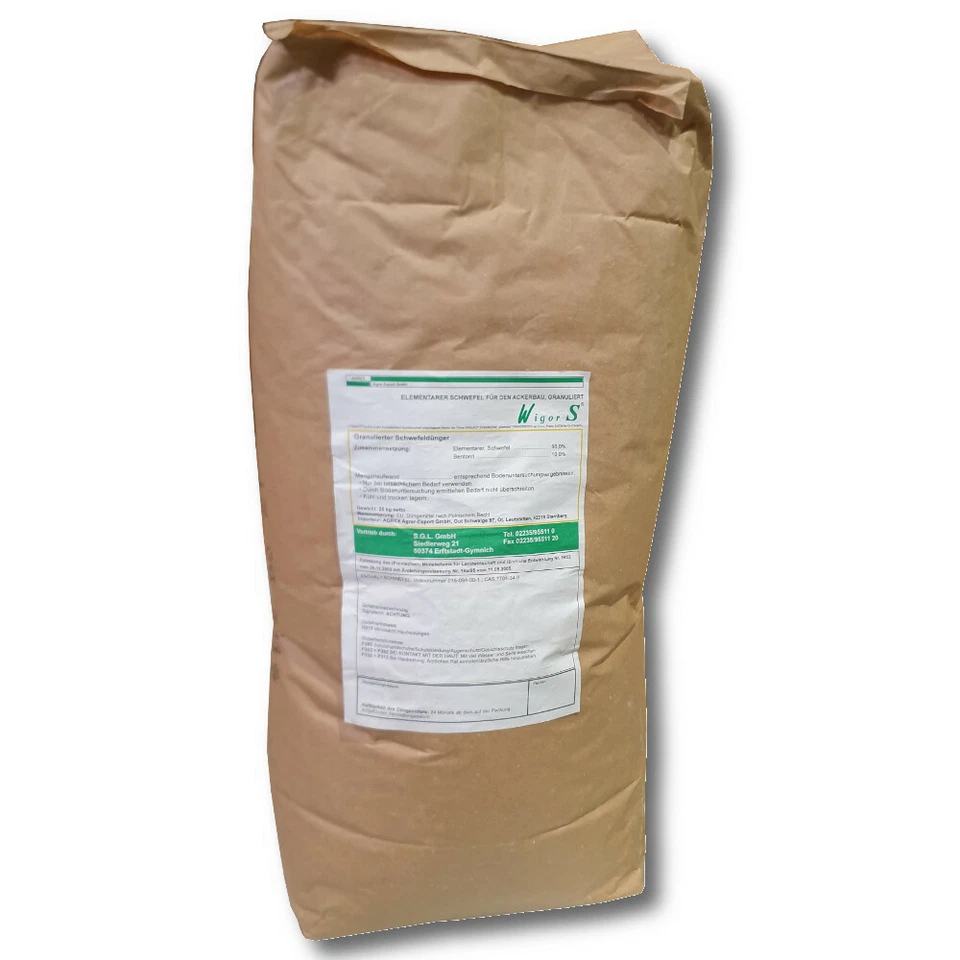 Wigor S engrais soufré 25 kg bentonite, pastilles de soufre, économies de nitr