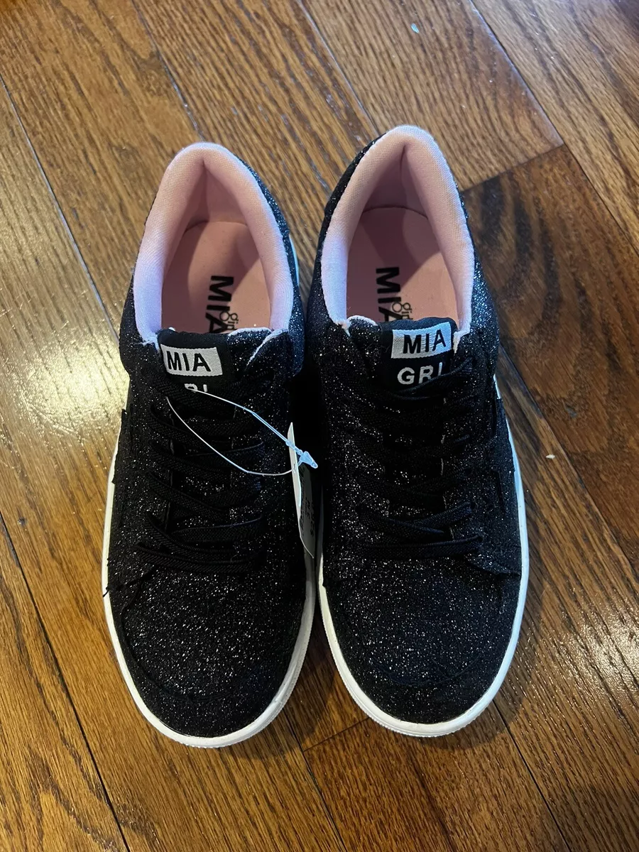 NEW MIA GRL Slip On Sneakers Shoes Black Sparkle Size 4M