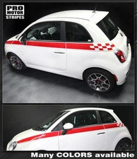 Fiat 500 Checkered Upper Body Side Stripes Decals 2012 2013 2014 2015 Pro Motor