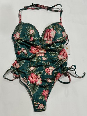 Shade & Shore Dream Sage Floral Cinch Side One Piece - Sage 36C