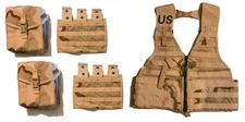 NEW USGI MOLLE 3 COLOR DESERT CAMO FLC 2 SIDE X SIDE 3 MAG & 2 200RD SAW POUCHES