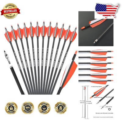 30  Ambidextrous Carbon Arrows with Turkey Feathers - Perfect for All Bow Types
