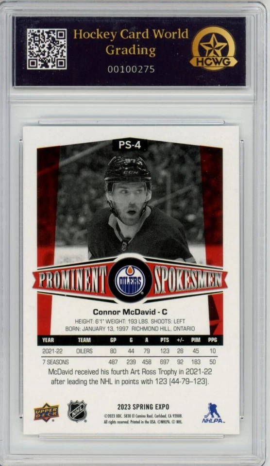 2023 Upper Deck Prominent Spokesmen Spring Expo #PS-4 Connor McDavid HCWG 9  - Image 2 of 2