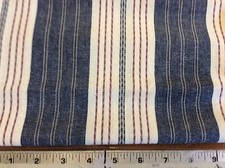 BLUE,CREAM  BURGUNDY COTTON STRIPE- 3/4 YARD