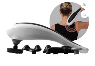 SHARPER IMAGE Cordless Deep-Tissue Neck and Back Massager with Swappable Heads