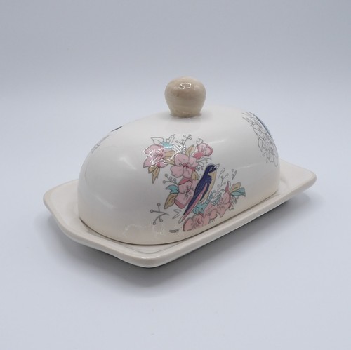 SHABBY CHIC LIDDED BUTTER DISH FLOWERS & BIRDS FARMHOUSE BRAND NEW - Picture 12 of 22