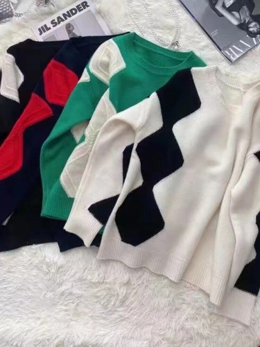 Women Sweaters Winter Knitwear Pullovers Long Sleeve Contrasting Colors Jumpers - Picture 6 of 14