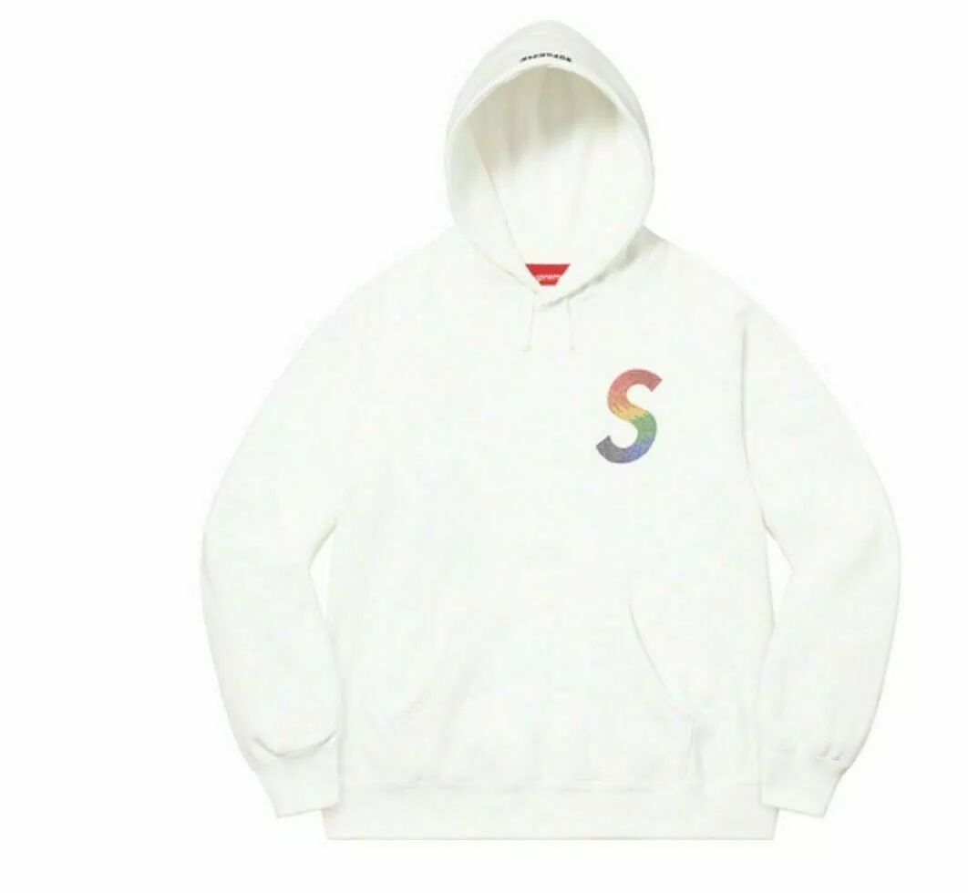 NEW Supreme Swarovski S Logo Hooded Sweatshirt White (M) 100% Authentic