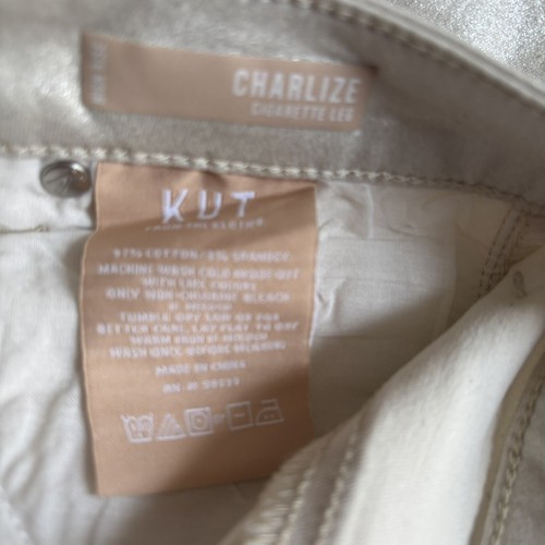 KUT From The Kloth SZ 0 Coated High Rise CHARLIZE Raw Hem Cigarette Leg Jeans - Picture 7 of 12