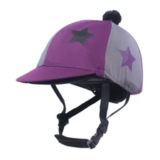 QHP Vegas Helmet Cover - Berry plum & grey with stars QHP