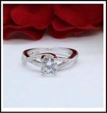 1.40 CT Round Cut Lab-Created Diamond Engagement Wedding Ring 14K White God Over