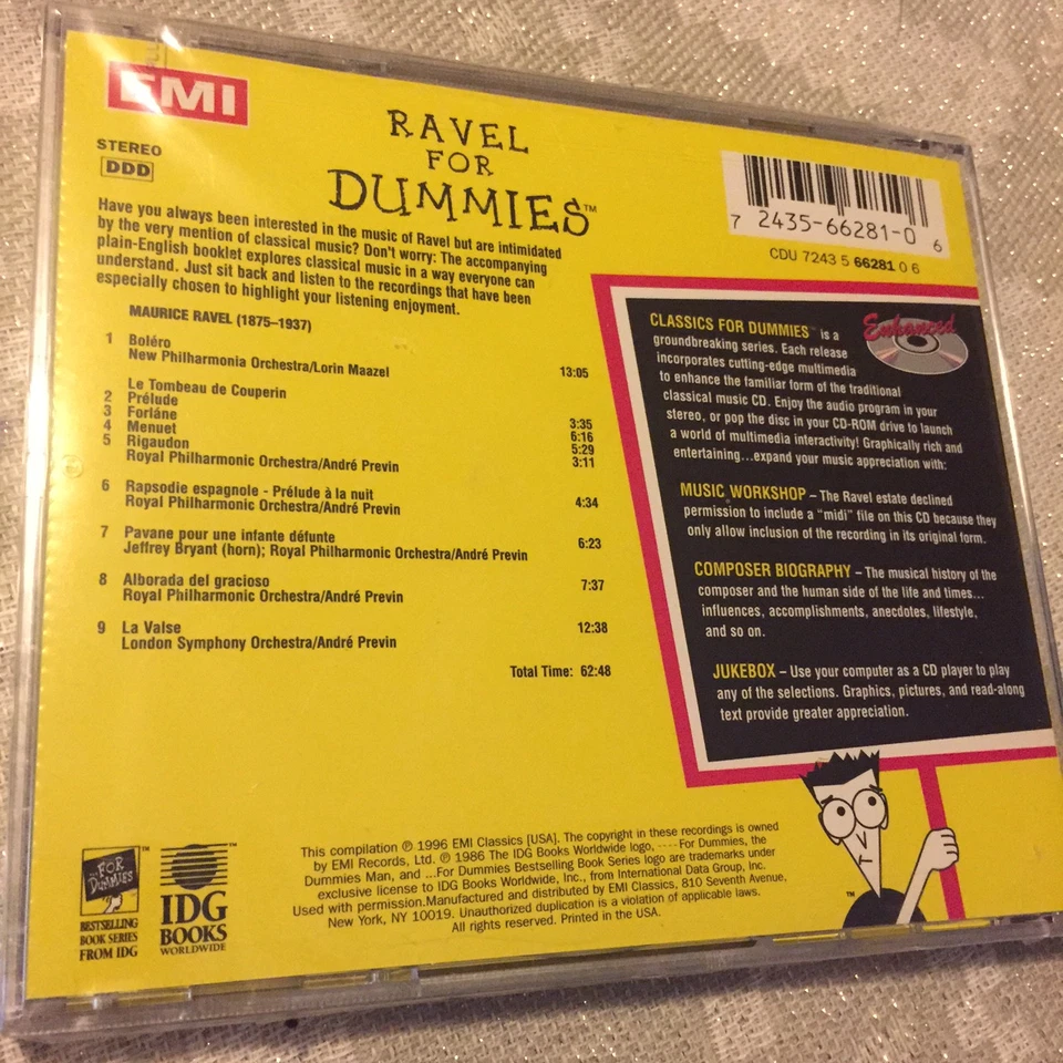 RAVEL FOR DUMMIES 1996 Enhanced CD BRAND NEW & SEALED Classics FULL DIGITAL Foto 2 de 2