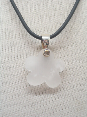 Cozzi Gioielli SILVER 925 QUARTZ Natural Flower Pendant Hard Stone