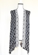 Chicos Travelers Open C rdigan Sleeveless Artsy Abstract Sheer Slinky Stretch 2