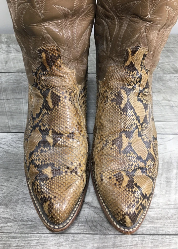 Botas vaqueras Western Rancher de cuero marrón vintage Dan Post tacón apilado para hombre 8 Foto 4 de 4