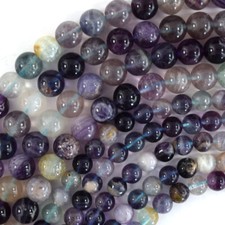 Natural Purple Fluorite Round Beads Gemstone 15" Strand 6mm 8mm 10mm S2