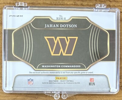 Jahan Dotson Panini Prizm RC Rookie Jersey Patch Commanders #RSW-8