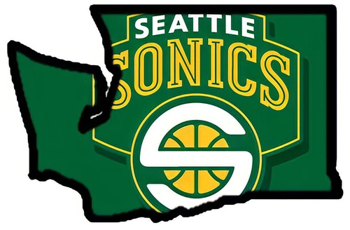 Seattle Supersonics Sonics Sticker Washington State Outline NBA Basketball
