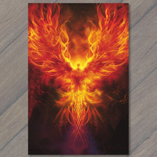 STICKER Phoenix Fire Bird Flames Surrounding Body Wings Yellow Red Detailed Fu