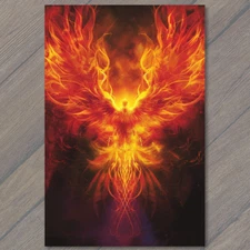 4x6"  Phoenix Fire Bird Flames Surrounding Body Wings Yellow Red Detailed Fun