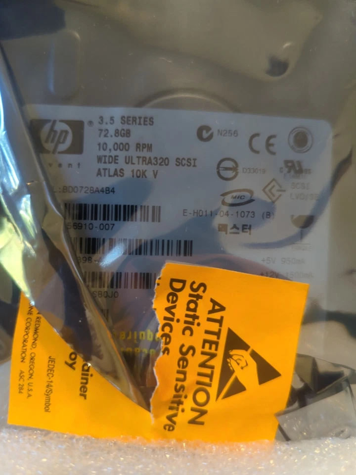 Factory Sealed HP BD0728A4B4 72.8GB Ultra320 Wide SCSI 10000RPM - Image 2 of 3