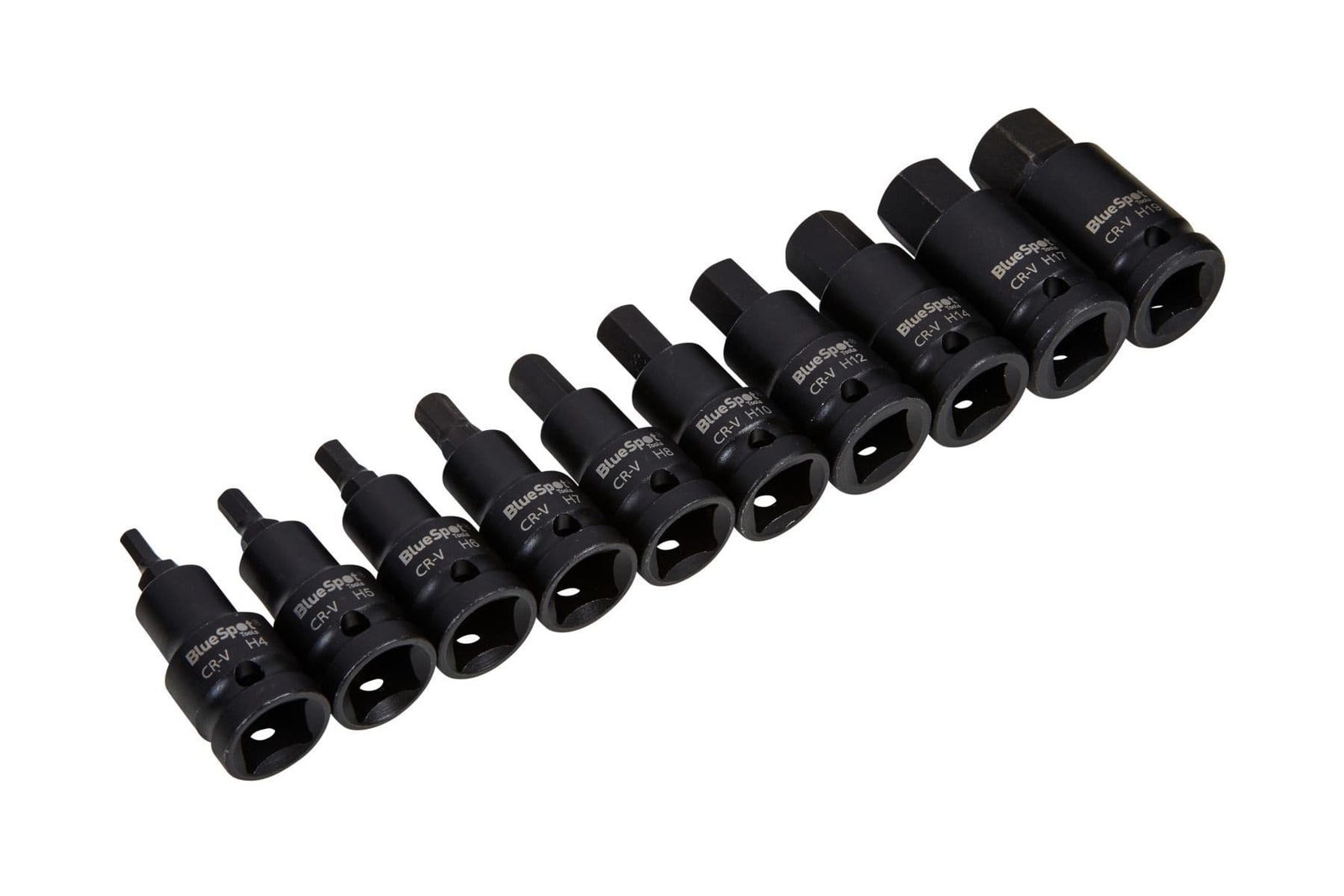 Blue Spot 01569 Impact Hex Bit Sockets H4-H19 10 Piece 1/2D