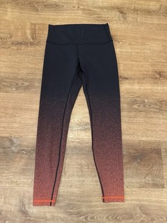Lululemon Wunder Under Leggings Red Black Ombré Speckle Size 10