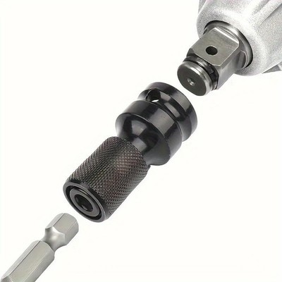1/2'' Square to 1/4'' Hex Ratchet Adapter Impact Wrench Quick-Release Drive Tool
