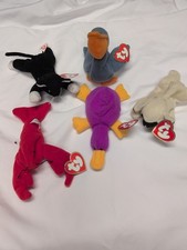 Lot Of 5 Teenie Beanie Babies Zip, Scoop, Chops, Pinchers, And Patti