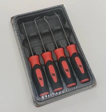 Snap-on SGASA204CO 4 Piece Orange Mini Soft Grip Awl Hook Pick Set USA