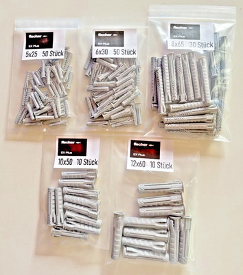 Fischer SX Plus Dübel 150 Teile SX 5 SX 12   Dübel Sortiment Set für Beton Stein
