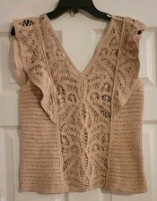 White House Black Market Factory Crochet Flutter Sleeve Sweater NWT 69 S