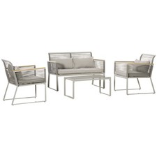 Outsunny 4 Pieces Rattan Garden Furniture Set for 4 Person, Grey