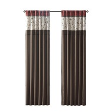 Serene Embroidered Light Filtering Treatment Curtain Rod Pocket/Back Tab Sing...