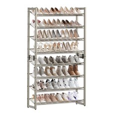 8 Tiers 36.4 W Metal Shoe Rack Organizer Adjustable Shelves Cappuccino Beige Led