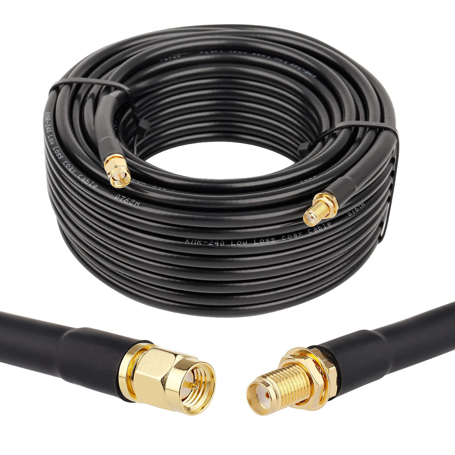 50ft SMA Male to SMA Female Coax Extension Cable, 50 Ohm KMR240 Low Loss SMA ...