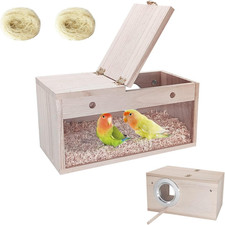 Parakeet Nesting Box Transparent Bird Nest Box Wood Bird House for Cage Budgie B