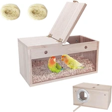 Parakeet Nesting Box Transparent Bird Nest Box Wood Bird House for Cage Budgie B