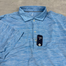 Johnnie-O Polo Shirt Mens Large Featherweight Blue Short Sleeve Huronn Stretch